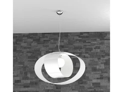 Sospensione Moderna Lap Metallo E Vetro Bianco 1 Luce E27 52Cm