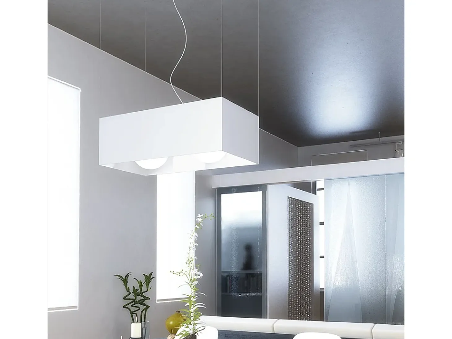 Sospensione Moderna Loft Metallo Cromo 2 Luci E27