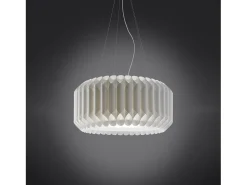 Sospensione Moderna Louise Polilux ® Bianco E Metallo Cromo 1 Luce E27 D60Cm