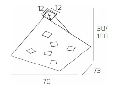 Sospensione Moderna Note Metallo Grigio 6 Luci Gx53
