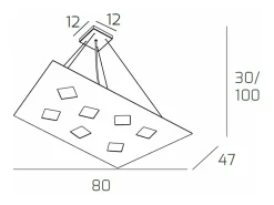 Sospensione Moderna Note Metallo Grigio 7 Luci Gx53
