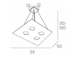 Sospensione Moderna Note Metallo Sabbia 4 Luci Gx53