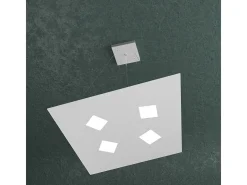 Sospensione Moderna Note Metallo Grigio 4 Luci Gx53