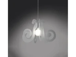 Sospensione Moderna Space Collection Polilux ® Satinato Metallo Cromo E27 D64Cm