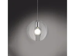 Sospensione Moderna Space Collection Polilux ® Trasparente E Metallo Cromo E27