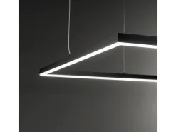 Sospensione Moderna Square Oracle Alluminio-Plastiche Nero Led 41W 3000K D70Cm