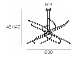 Sospensione Moderna Tornado Alluminio Oro Brunito Led 69W D.80Cm Luce Calda