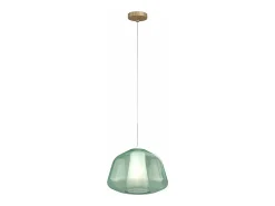 Sospensione Ottone Sat. 1 Luce Vetro Alpha Verde