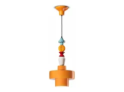 Sospensione Piccola Tonda Vintage Decò Lariat Ceramica Giallo 1 Luce E27