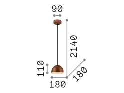 Sospensione Rustica-Country Folk Metallo Corten Ruggine 1 Luce E27 D18Cm