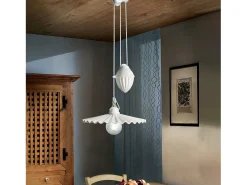 Sospensione Saliscendi Classico L'Aquila Metallo E Ceramica Ottone 1 Luce E27