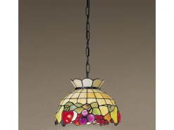 Sospensione Tiffany Vetro Multicolor Fantasia 1 Luce E27