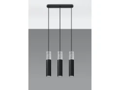 Sospensione Tripla Grigio Chiaro, Nero GU10 Lámpara colgante triple gris, negra GU10