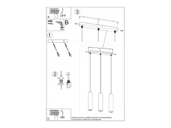 Sospensione Tripla Grigio Chiaro GU10 Lámpara colgante triple gris claro GU10
