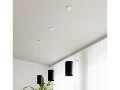 Sottile Lampada a Sospensione Cilindrica Nera 15cm E27 Lámpara Colgante Slim Cilíndrica Negro 15cm E27
