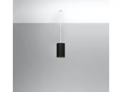 Sottile Lampada a Sospensione Cilindrica Nera 15cm E27 Lámpara Colgante Slim Cilíndrica Negro 15cm E27