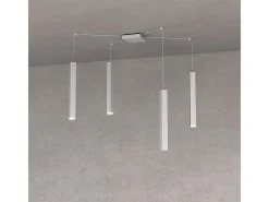 Square Tube Sospensione 4 Luci Grigio Cavo Cm.250 Con Base