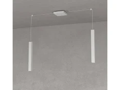 Square Tube Sospensione 2 Luci Grigio Cavo Cm.250 Con Base