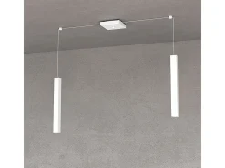 Square Tube Sospensione 2 Luci Bianco Cavo Cm.250 Con Base