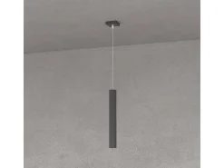 Square Tube Sospensione 1 Luce Nero Cavo Cm.250 Con Base