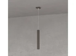Square Tube Sospensione 1 Luce Marrone Cavo Cm.250 Con Base