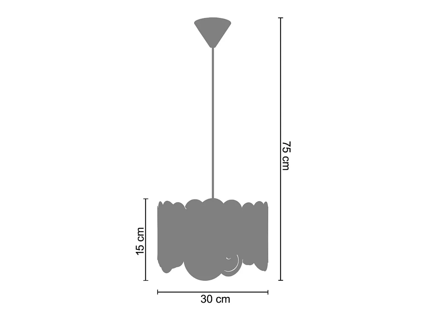 Suspensión TOSEL , metal,Blanco, A 75xD30xP30cm