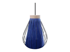 Suspensión TOSEL ,metal, fibra,Azul ,A90xD 28x P 28cm
