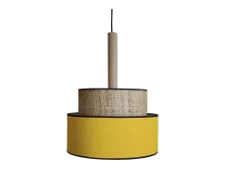 Suspensión TOSEL ,metal, fibra,AMARILLO, A 89xD40x P 40cm