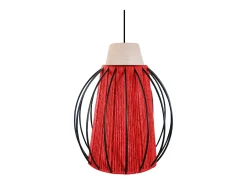 Suspensión TOSEL ,metal, fibra,Rojo,A 90xD 30x P 30cm
