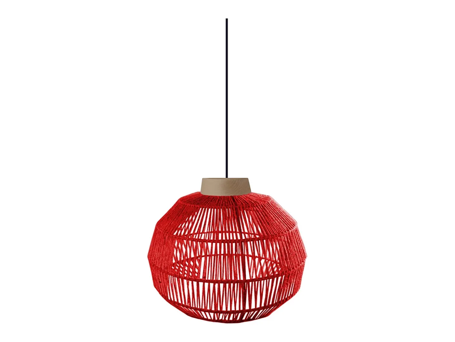 Suspensión TOSEL ,metal, fibra,Rojo,A90xD60xP60cm