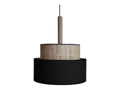 Suspensión TOSEL ,metal, fibra,Negro , A 95xD50x P 50cm