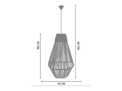 Suspensión TOSEL ,metal, fibra,Negro ,A 80x D16xP16cm