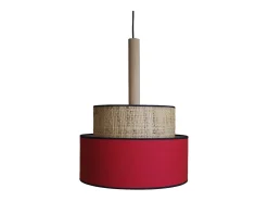 Suspensión TOSEL ,metal, fibra,Rojo,A89xD 40xP40cm