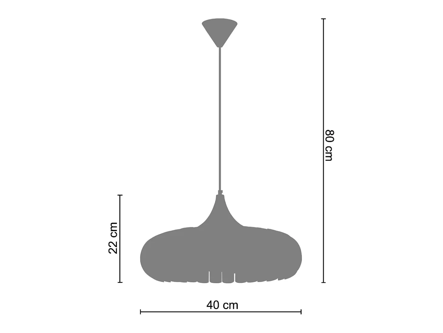 Suspensión TOSEL ,metal ,Gris ,A85xD 40x P 40cm