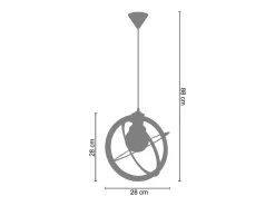 Suspensión TOSEL ,metal, Negro , A 88xD28xP28cm