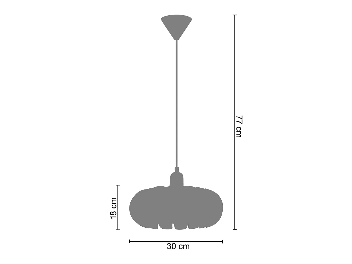 Suspensión TOSEL ,metal ,Negro ,A 77xD 30x P 30cm