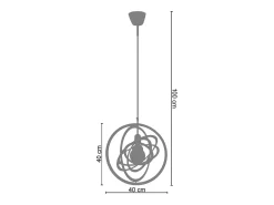 Suspensión TOSEL ,metal,Aluminio ,A 100x D40xP40cm