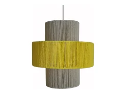 Suspensión TOSEL ,metal,fibra,AMARILLO,A90xD 40x P 40cm