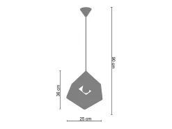 Suspensión TOSEL ,metal-fibra,Blanco,A 90x D25xP25cm