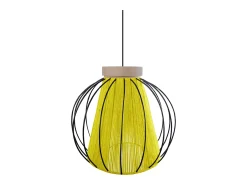 Suspensión TOSEL ,metal-fibra,AMARILLO,A90xD 32xP32cm