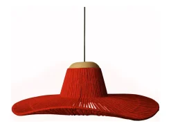 Suspensión TOSEL ,metal-fibra,Rojo,A 90xD40x P 40cm