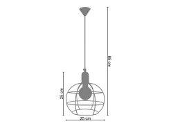 Suspensión TOSEL ,metal,Gris ,A 80xD18xP18cm