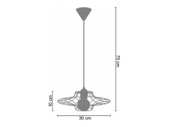 Suspensión TOSEL ,metal,Negro , A 70xD30xP30cm