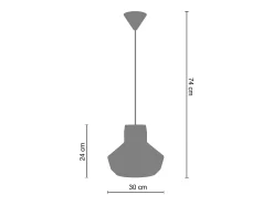 Suspensión TOSEL ,vidrio ,Gris , A84xD30xP30cm