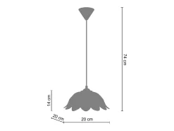 Suspensión TOSEL ,vidrio,Blanco,A74xD 20xP20cm