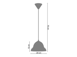 Suspensión TOSEL ,vidrio,Blanco,A70xD20x P 20cm