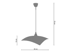 Suspensión TOSEL ,vidrio,Gris ,A 70xD30x P 30cm