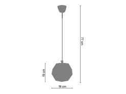 Suspensión TOSEL ,vidrio,Gris ,A 77xD19x P 19cm