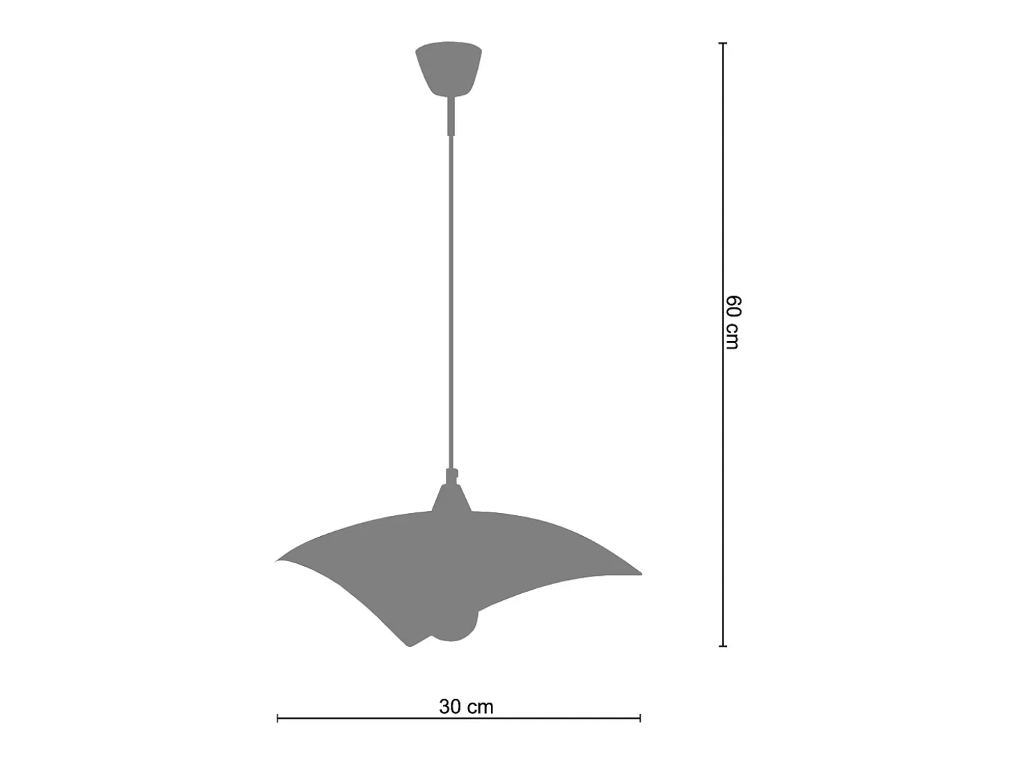 Suspensión TOSEL ,vidrio,Gris ,A 60x D30xP30cm