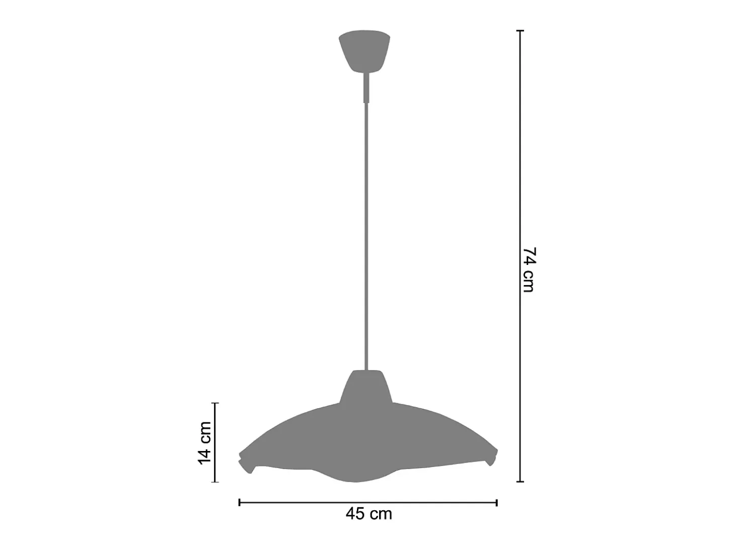 Suspensión TOSEL ,vidrio,Gris , A74xD45xP 45cm